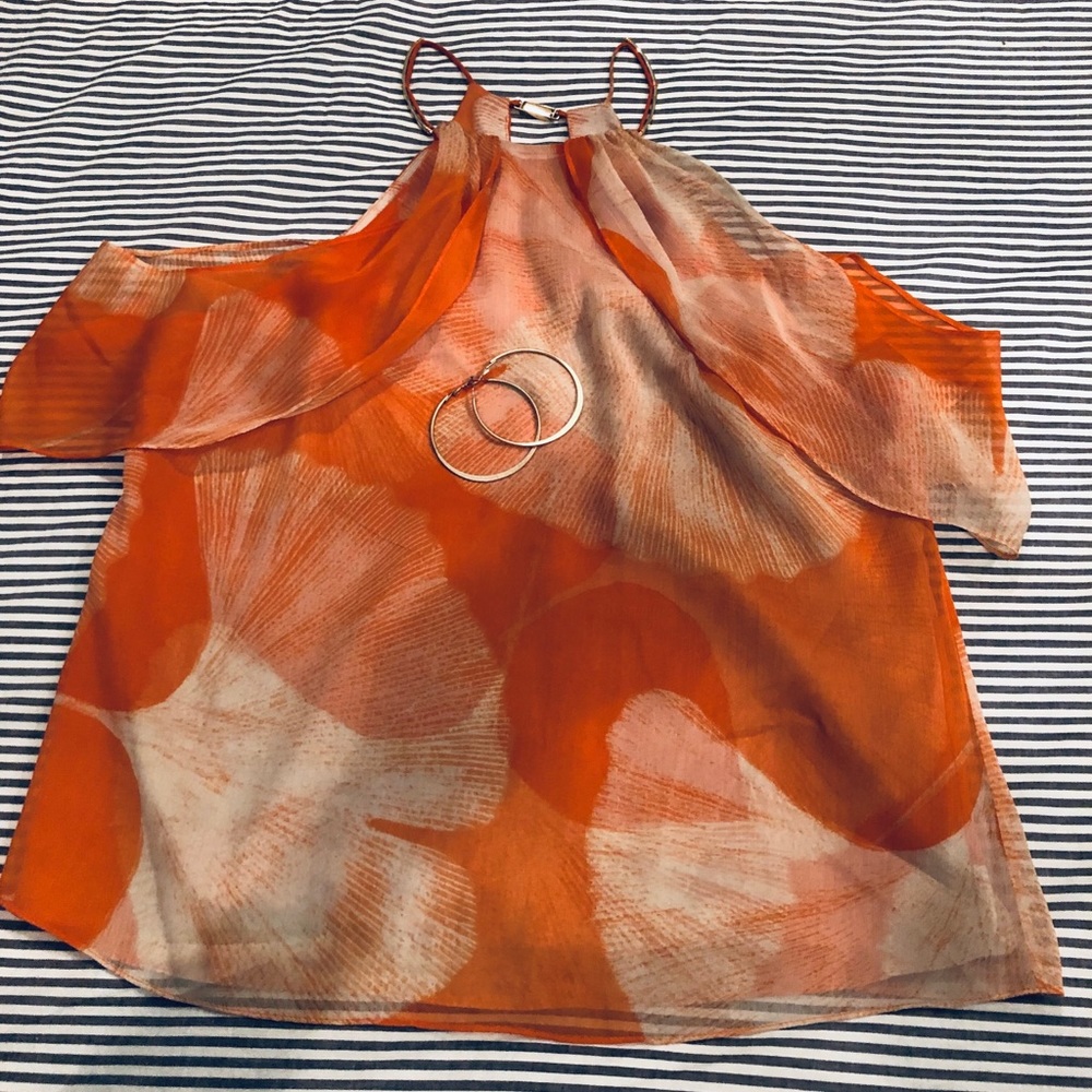 EUC Orange Halston Heritage Halter Top